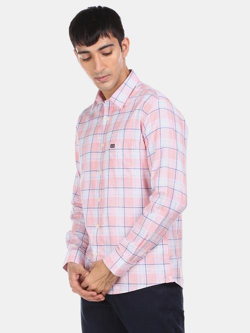 pink checkered casual shirt - 17616559 - Standard Image - 1