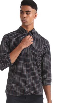 navy blue checkered casual shirt - 17616568 - Standard Image - 2