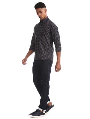 navy blue checkered casual shirt - 17616568 - Standard Image - 5