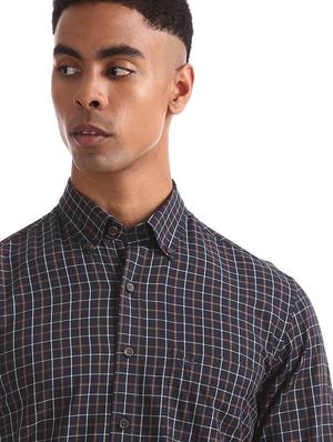 navy blue checkered casual shirt - 17616568 - Standard Image - 6