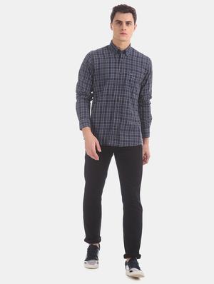 navy blue checkered casual shirt - 17616574 - Standard Image - 4