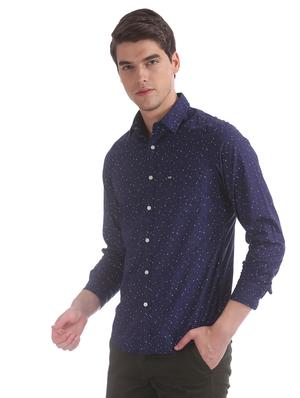 navy blue printed casual shirt - 17616584 - Standard Image - 3
