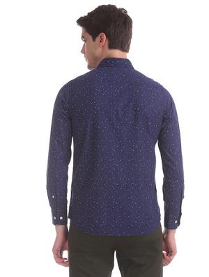 navy blue printed casual shirt - 17616584 - Standard Image - 4
