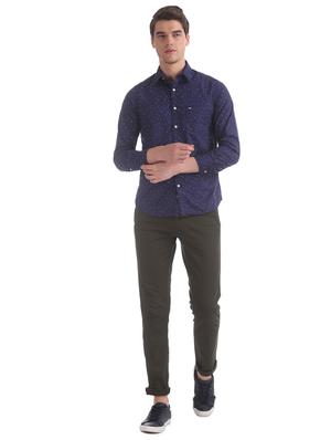 navy blue printed casual shirt - 17616584 - Standard Image - 5