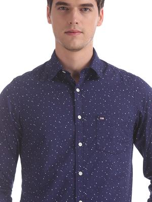 navy blue printed casual shirt - 17616584 - Standard Image - 6
