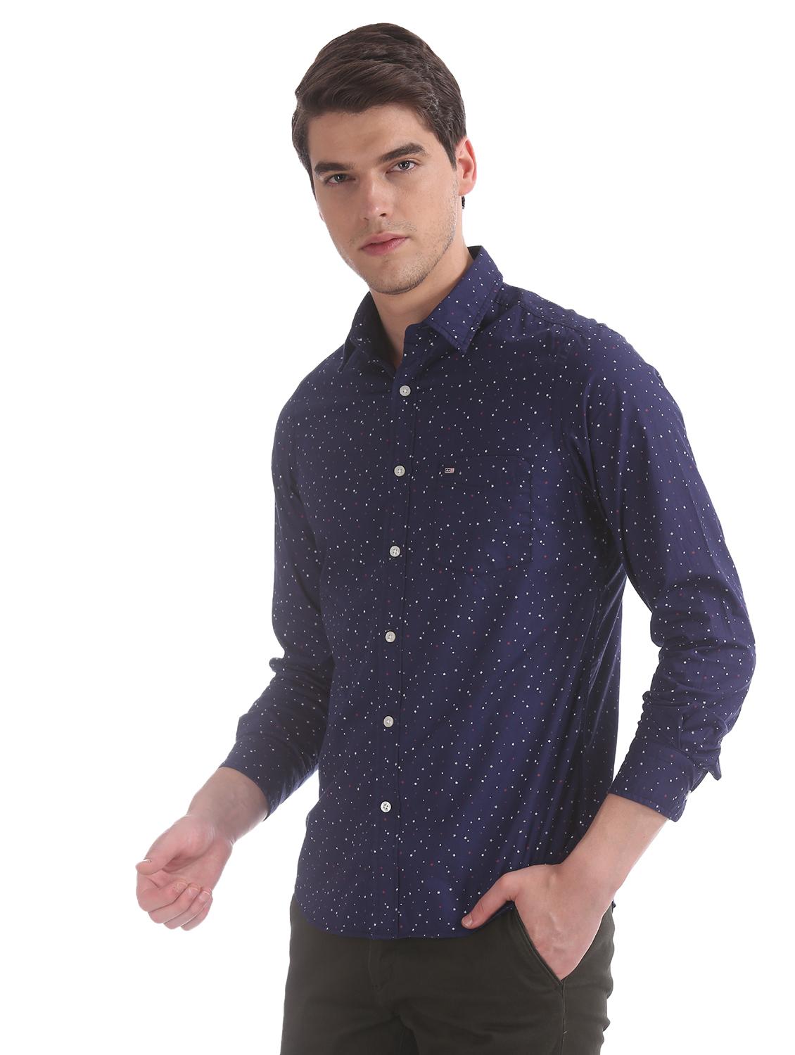 navy blue printed casual shirt - 17616584 - Zoom Image - 3