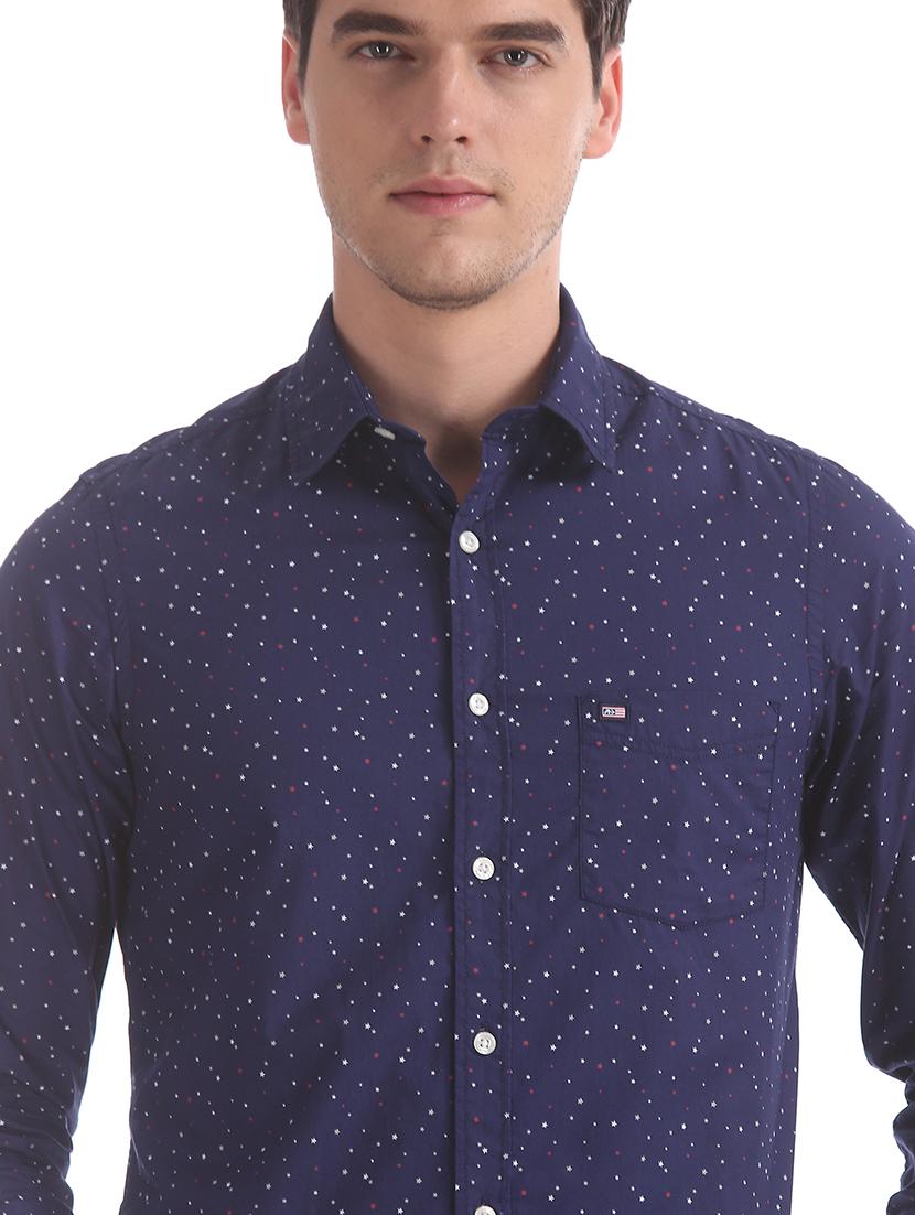 navy blue printed casual shirt - 17616584 - Zoom Image - 6