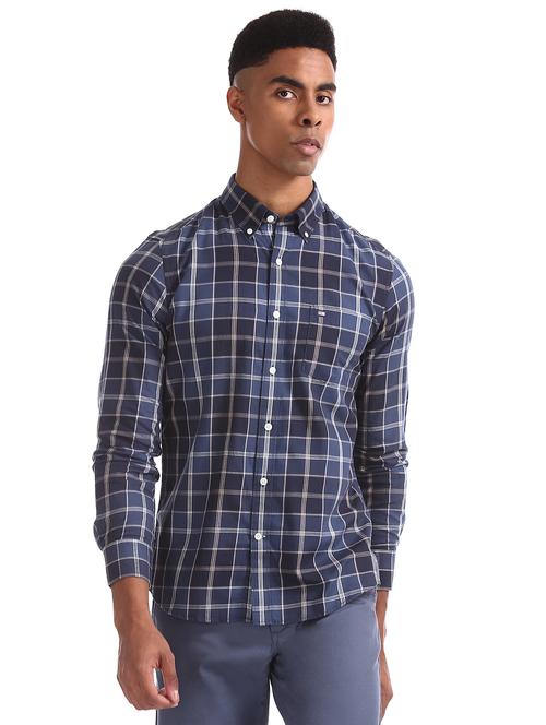 blue checkered casual shirt - 17616592 - Standard Image - 1