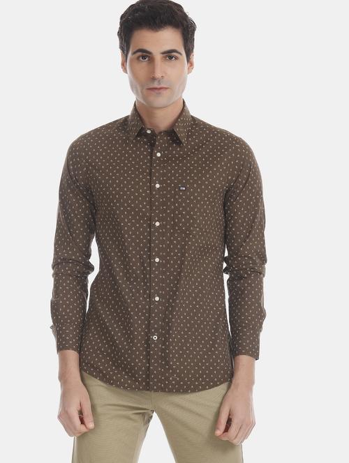 brown printed casual shirt - 17616594 - Standard Image - 1