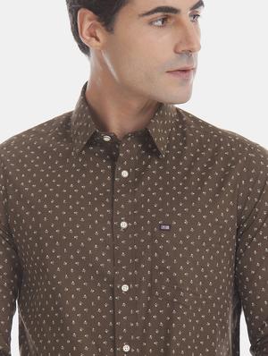 brown printed casual shirt - 17616594 - Standard Image - 5