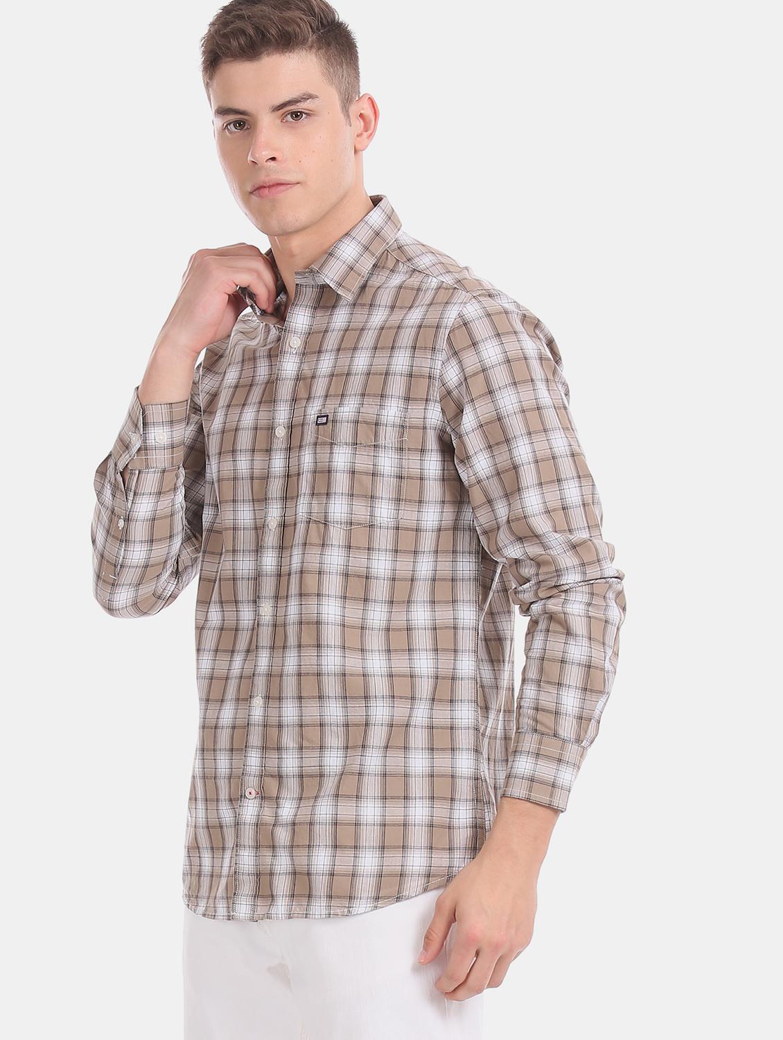 beige checkered casual shirt - 17616599 - Zoom Image - 3