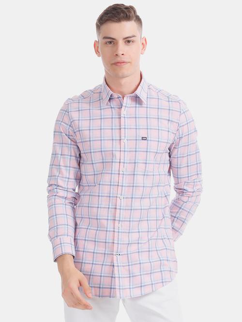 pink checkered casual shirt - 17616604 - Standard Image - 1
