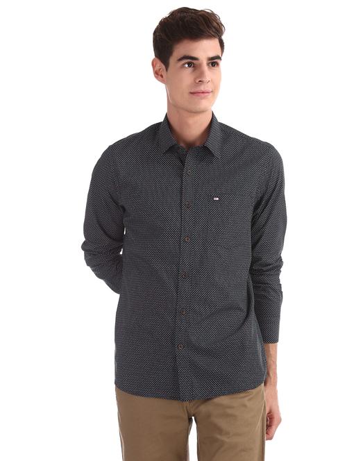 blue printed casual shirt - 17616612 - Standard Image - 1