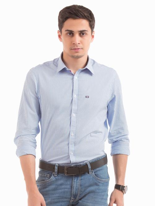 blue striped casual shirt - 17616613 - Standard Image - 1