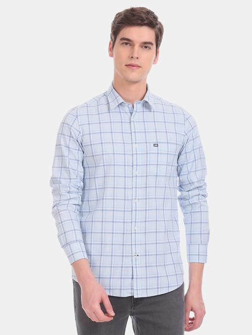 light blue checkered casual shirt - 17616619 - Standard Image - 1