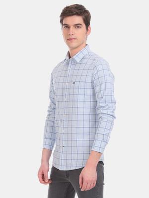 light blue checkered casual shirt - 17616619 - Standard Image - 3
