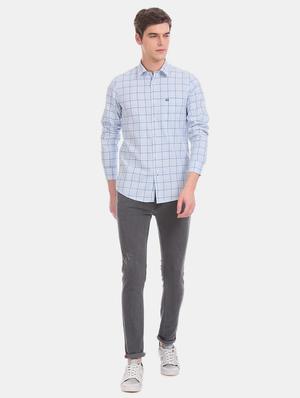 light blue checkered casual shirt - 17616619 - Standard Image - 5