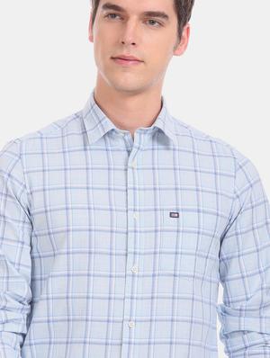 light blue checkered casual shirt - 17616619 - Standard Image - 6