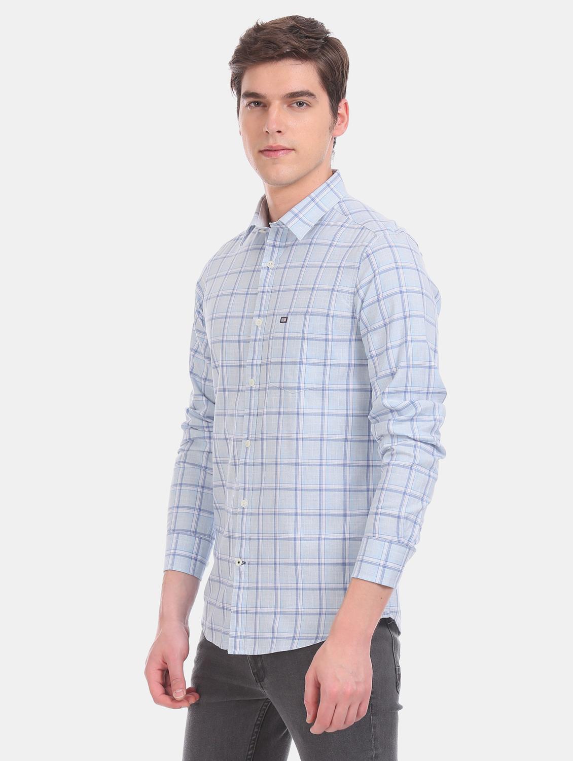 light blue checkered casual shirt - 17616619 - Zoom Image - 3
