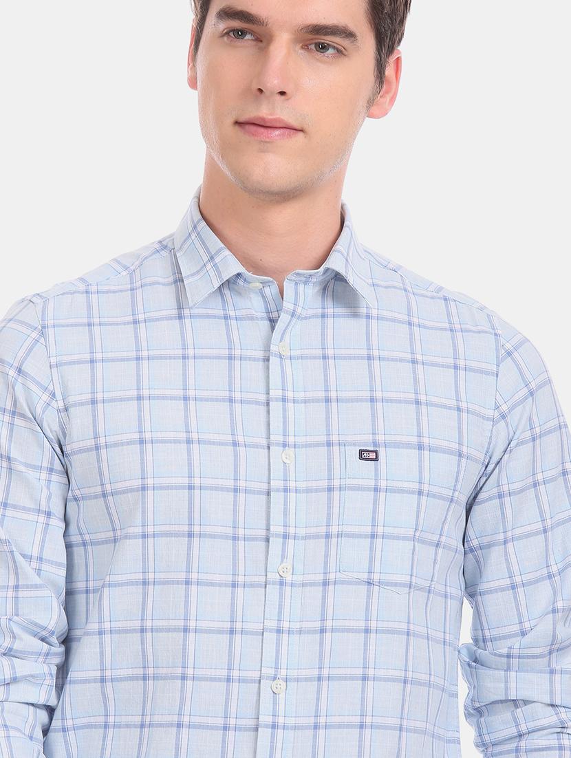 light blue checkered casual shirt - 17616619 - Zoom Image - 6