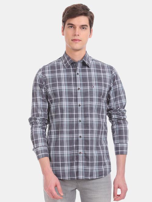 grey checkered casual shirt - 17616622 - Standard Image - 1