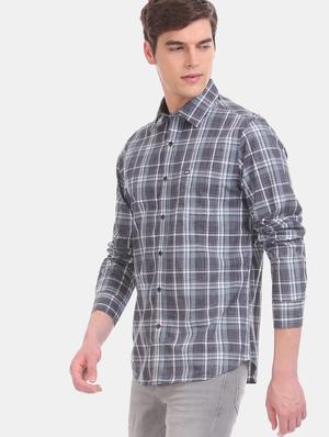 grey checkered casual shirt - 17616622 - Standard Image - 2
