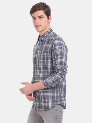 grey checkered casual shirt - 17616622 - Standard Image - 3