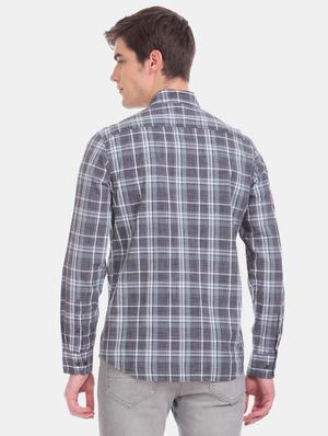 grey checkered casual shirt - 17616622 - Standard Image - 4