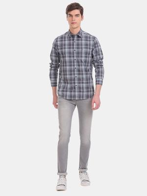 grey checkered casual shirt - 17616622 - Standard Image - 5