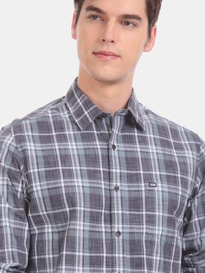 grey checkered casual shirt - 17616622 - Standard Image - 6