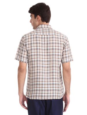 brown checkered casual shirt - 17616623 - Standard Image - 3