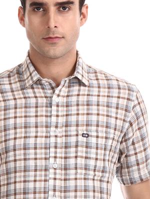 brown checkered casual shirt - 17616623 - Standard Image - 5
