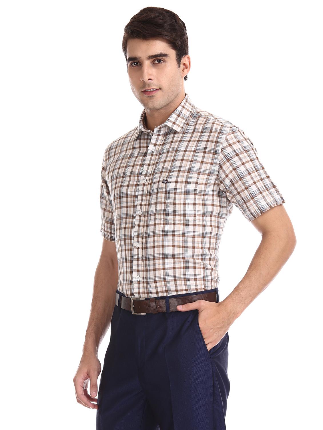 brown checkered casual shirt - 17616623 - Zoom Image - 2