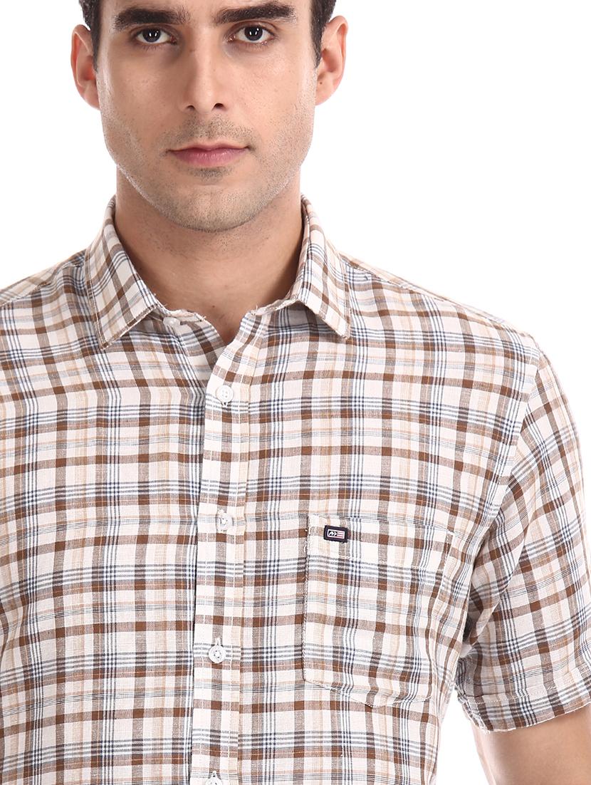 brown checkered casual shirt - 17616623 - Zoom Image - 5