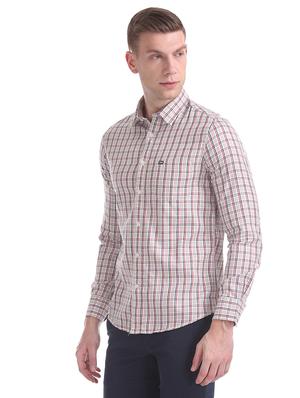 beige checkered casual shirt - 17616624 - Standard Image - 2