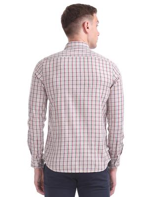 beige checkered casual shirt - 17616624 - Standard Image - 3