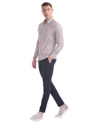 beige checkered casual shirt - 17616624 - Standard Image - 4