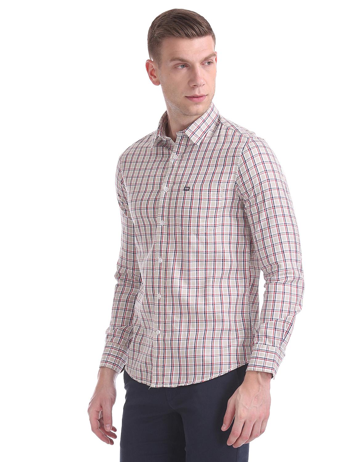 beige checkered casual shirt - 17616624 - Zoom Image - 2
