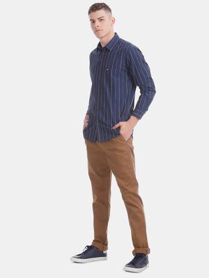navy blue striped casual shirt - 17616630 - Standard Image - 5