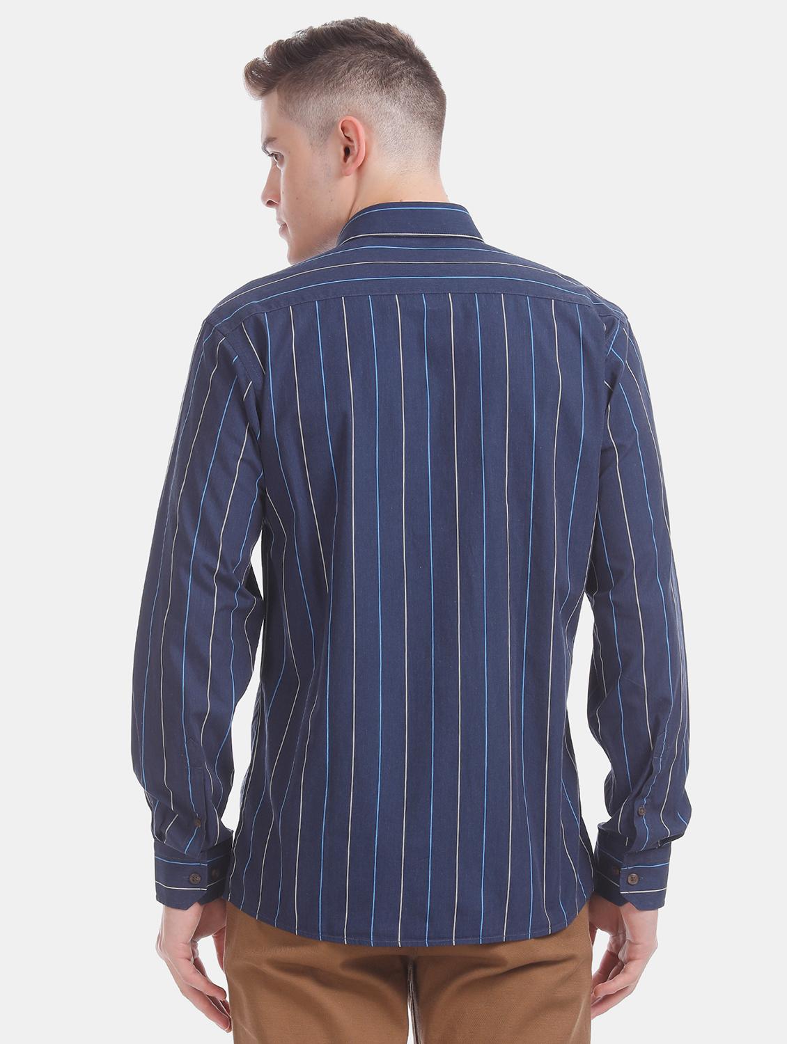 navy blue striped casual shirt - 17616630 - Zoom Image - 4