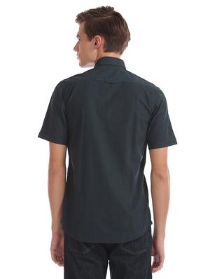 dark blue solid casual shirt - 17616640 - Standard Image - 3