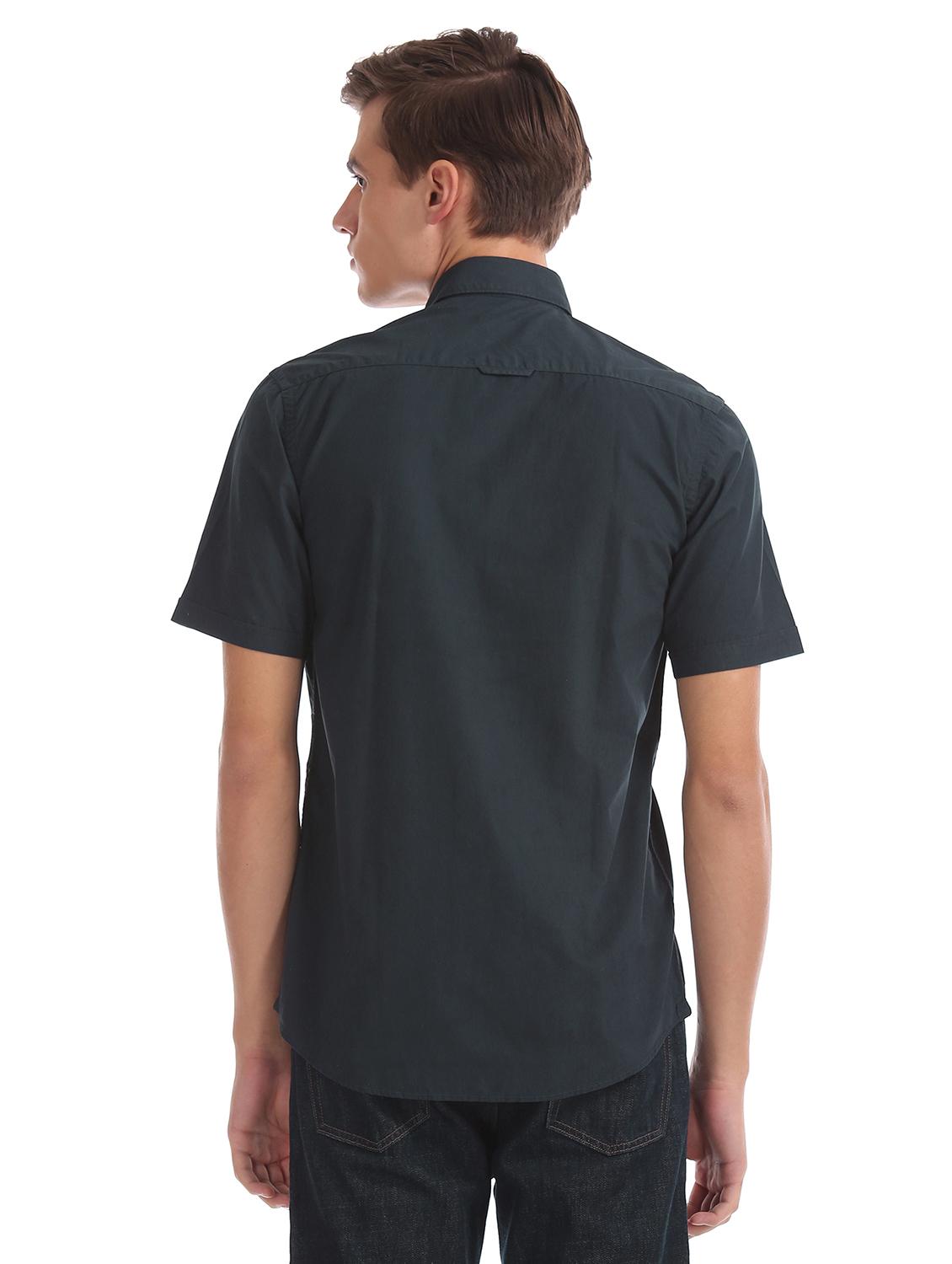 dark blue solid casual shirt - 17616640 - Zoom Image - 3
