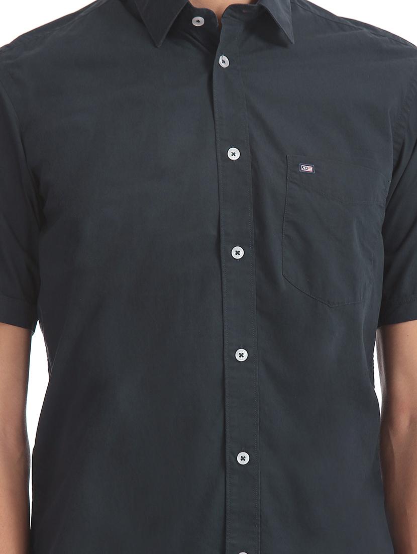 dark blue solid casual shirt - 17616640 - Zoom Image - 5