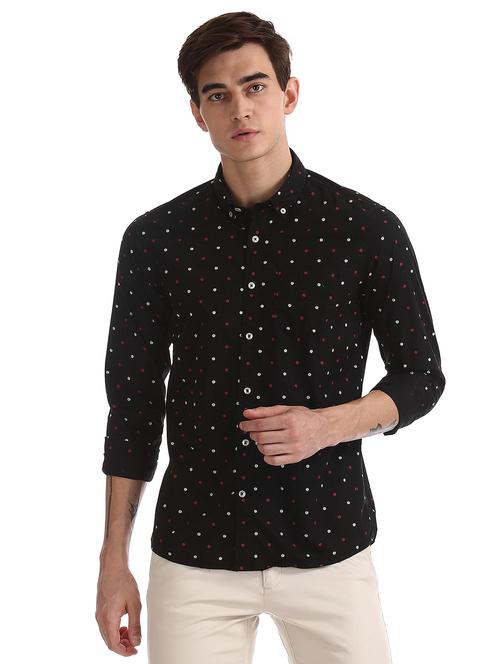 black polka dot casual shirt - 17616643 - Standard Image - 1