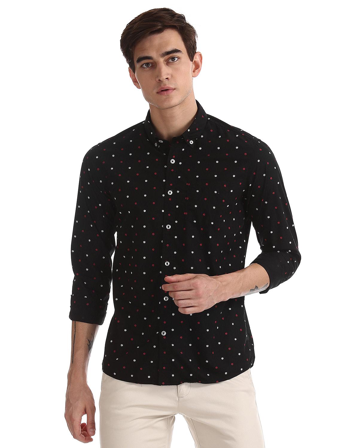 black polka dot casual shirt - 17616643 - Zoom Image - 1