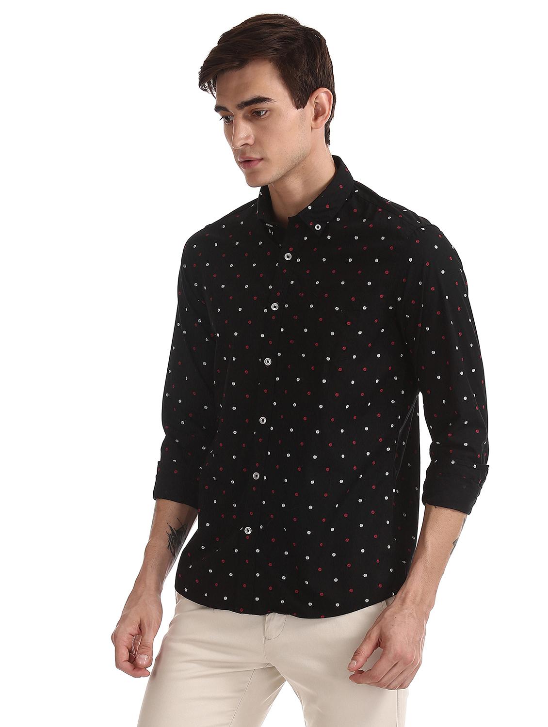 black polka dot casual shirt - 17616643 - Zoom Image - 2