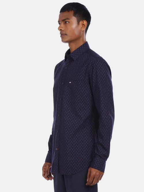 navy blue printed casual shirt - 17616646 - Standard Image - 1