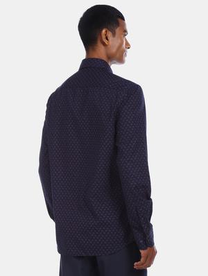navy blue printed casual shirt - 17616646 - Standard Image - 2