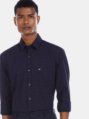 navy blue printed casual shirt - 17616646 - Standard Image - 5
