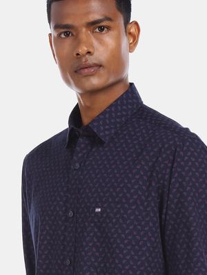 navy blue printed casual shirt - 17616646 - Standard Image - 6
